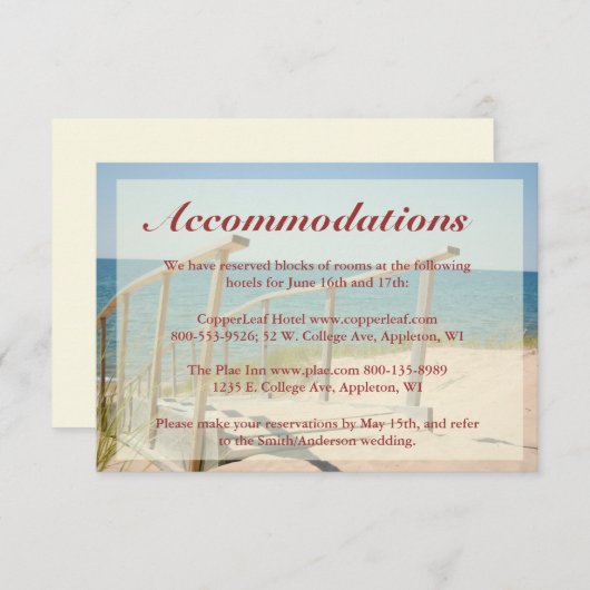 Hochzeitskarten am Strand - Treppe zum Strand Begleitkarte (Vorne/Hinten)