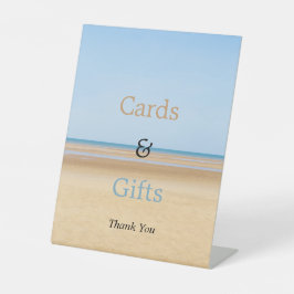 Hochzeitskarten am Strand und Geschenke - Schild