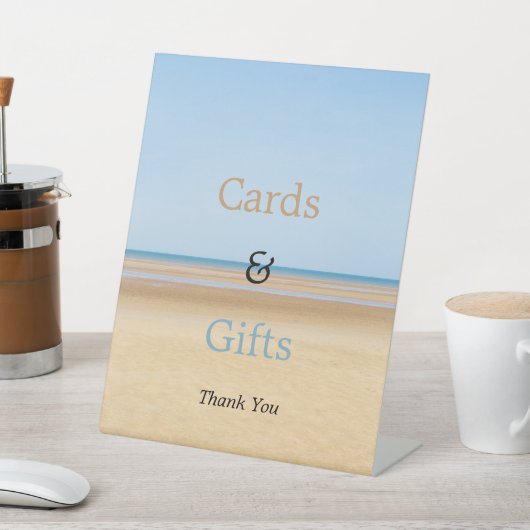 Hochzeitskarten am Strand und Geschenke - Schild (In SItu)