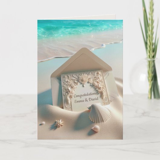 Hochzeitskarten auf Strand Sand Karte (Vorderseite)