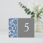 Hochzeitskarten Blauer Grau für Tischnummer (Stehend Vorderseite)