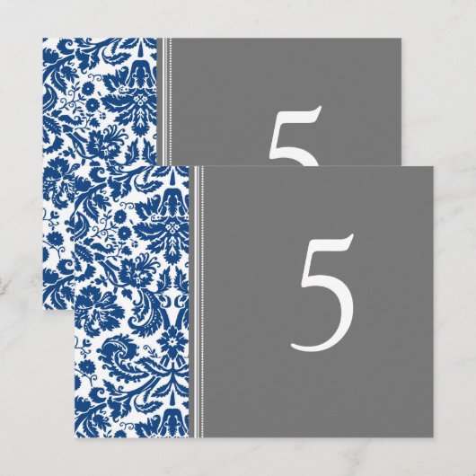 Hochzeitskarten Blauer Grau für Tischnummer (Vorne/Hinten)