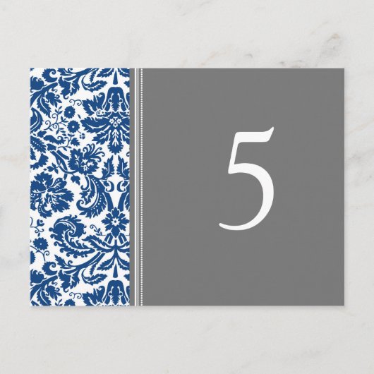 Hochzeitskarten Blauer Grau für Tischnummer (Vorderseite)