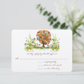 Hochzeitskarten der Whimsical Blume Tree RSVP Karte (Stehend Vorderseite)