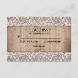Hochzeitskarten für antike Spitzen und rustikale H RSVP Karte