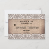 Hochzeitskarten für antike Spitzen und rustikale H RSVP Karte (Vorderseite)