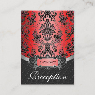 Hochzeitskarten für Apple Red & Black Damask Empfa Begleitkarte