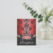 Hochzeitskarten für Apple Red & Black Damask Empfa Begleitkarte (Stehend Vorderseite)