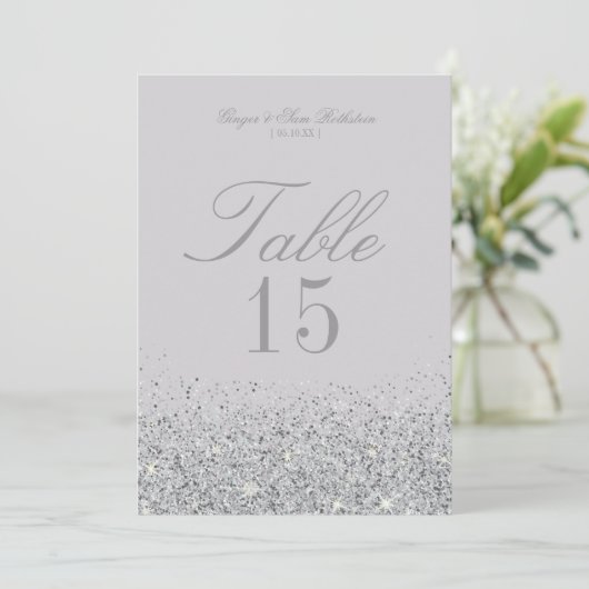 Hochzeitskarten für atemberaubende Sliver Glitzer Einladung (Stehend Vorderseite)