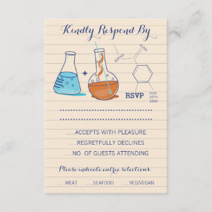 Hochzeitskarten für Blaue und Orange Chemie RSVP Karte