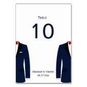 Hochzeitskarten für blaue und weiße schwule Tischn Tischnummer (Vorderseite)