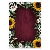 Hochzeitskarten für Burgund Red Sunflower Tischnummer (Rückseite)