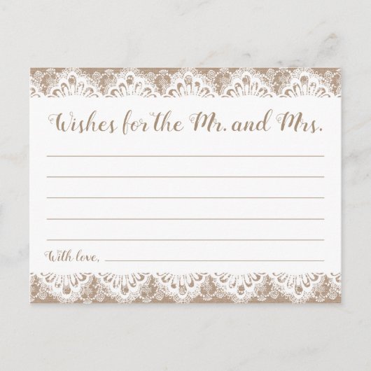 Hochzeitskarten für Burlap und Lace, rustikal Postkarte (Vorderseite)