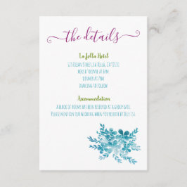 Hochzeitskarten für das Blue Floral Begleitkarte