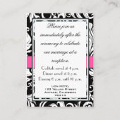 Hochzeitskarten für den Empfang in Pink und Schwar Begleitkarte (Rückseite)