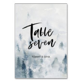 Hochzeitskarten für den Wasserfarbenwald - Tabelle Tischnummer (Rückseite)