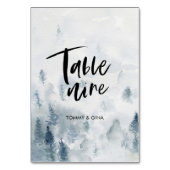 Hochzeitskarten für den Wasserfarbenwald - Tabelle Tischnummer (Rückseite)