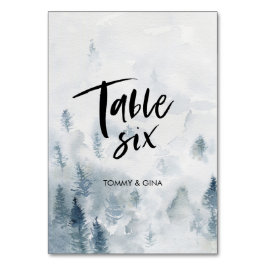 Hochzeitskarten für den Wasserfarbenwald - Tabelle Tischnummer
