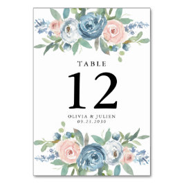 Hochzeitskarten für Dusty Blue & Blush Rose Hochze Tischnummer