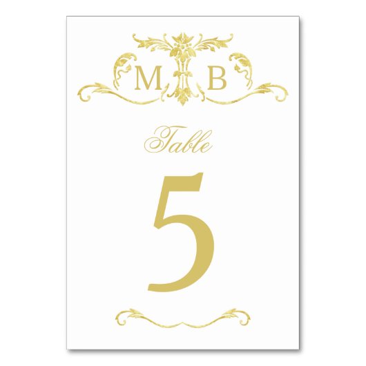 Hochzeitskarten für Gold-Tischnummern Tischnummer (Vorderseite)