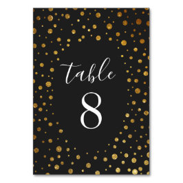 Hochzeitskarten für Gold und Black Confetti Tischnummer