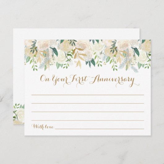 Hochzeitskarten für Gold und Weiße Blume Postkarte (Vorne/Hinten)