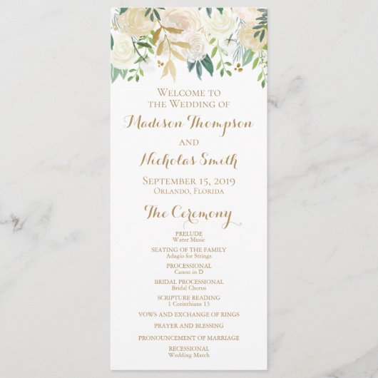 Hochzeitskarten für Gold und Weiße Blume Programm (Vorderseite)