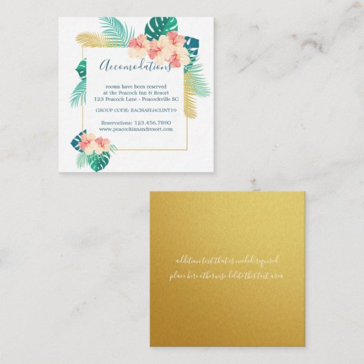 Hochzeitskarten für hawaiianischen Hibiskus Begleitkarte (Vorne/Hinten)