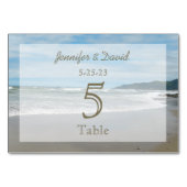 Hochzeitskarten für Hochzeiten am Strand Tischnummer (Rückseite)