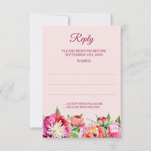 Hochzeitskarten für hübsche Peonies RSVP Karte (Vorderseite)