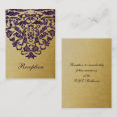 Hochzeitskarten für lila Gold Begleitkarte (Vorne/Hinten)