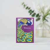 Hochzeitskarten für lila und Gold Pfauenhäuser Begleitkarte (Stehend Vorderseite)