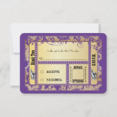 Hochzeitskarten für lila und Gold Showbill RSVP Karte (Rückseite)