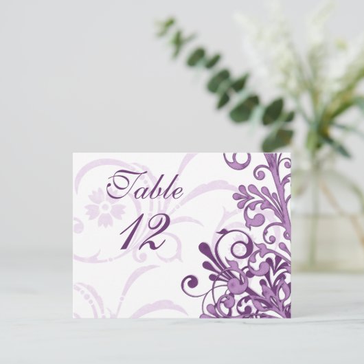 Hochzeitskarten für lila und weiße Blütenblätter Postkarte (Stehend Vorderseite)