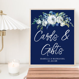 Hochzeitskarten für Navy Blue Floral Poster