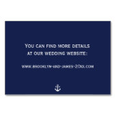 Hochzeitskarten für Navy Blue Nautical Tischnummer (Rückseite)