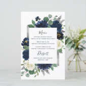 Hochzeitskarten für Navy Blue Silver Ivory (Stehend Vorderseite)