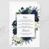 Hochzeitskarten für Navy Blue Silver Ivory (Vorne/Hinten)