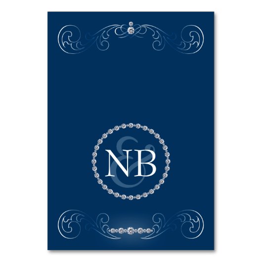 Hochzeitskarten für Navy-Silber-Tischnummern Tischnummer (Rückseite)