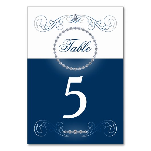 Hochzeitskarten für Navy-Silber-Tischnummern Tischnummer (Vorderseite)