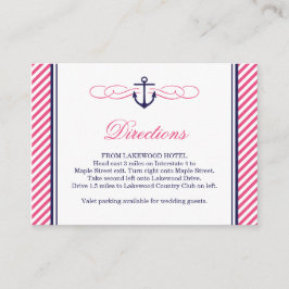 Hochzeitskarten für Navy und Pink Nautical Anchor Begleitkarte
