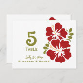 Hochzeitskarten für Red Hibiskus Reception Tischnu Postkarte (Vorne/Hinten)