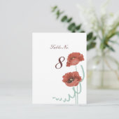 Hochzeitskarten für Red Peonies Tischnummer (Stehend Vorderseite)