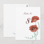 Hochzeitskarten für Red Peonies Tischnummer (Vorne/Hinten)