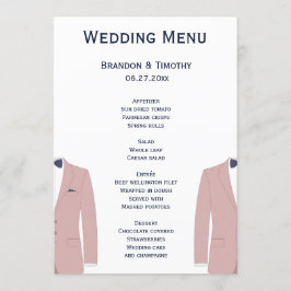 Hochzeitskarten für Rosa und Blau Menükarte