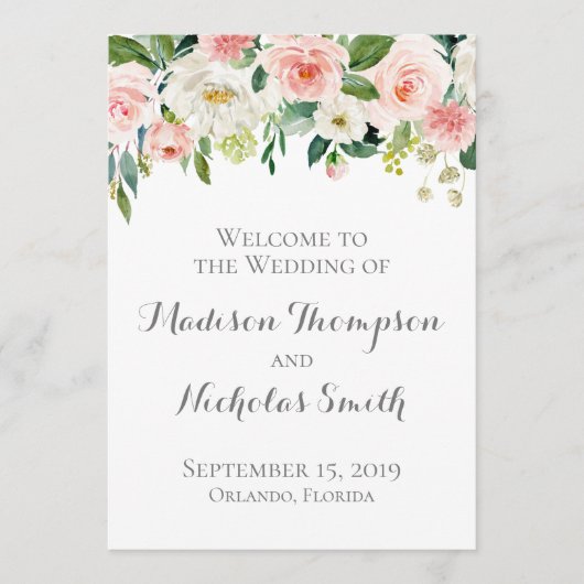 Hochzeitskarten für Rosa und Weiße Blume Programm (Vorderseite)