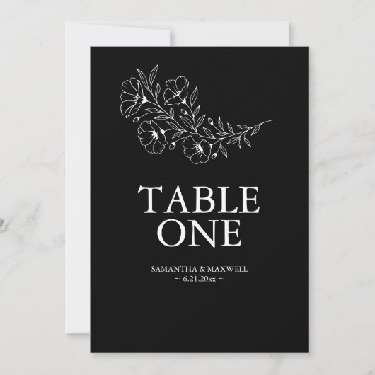 Hochzeitskarten für Schwarz-Weiß-Anemone-Tischnumm Einladung (Vorderseite)