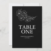 Hochzeitskarten für Schwarz-Weiß-Anemone-Tischnumm Einladung (Rückseite)