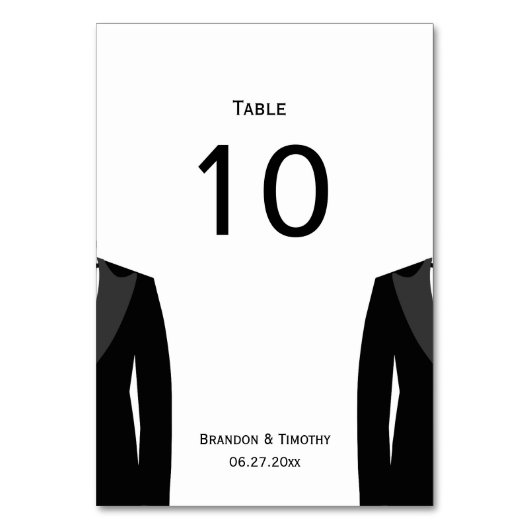 Hochzeitskarten für Schwarz-Weiß-Gay-Tischnummern Tischnummer (Rückseite)