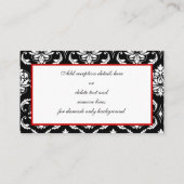 Hochzeitskarten für schwarze und rote Damaskus-Emp Begleitkarte (Rückseite)
